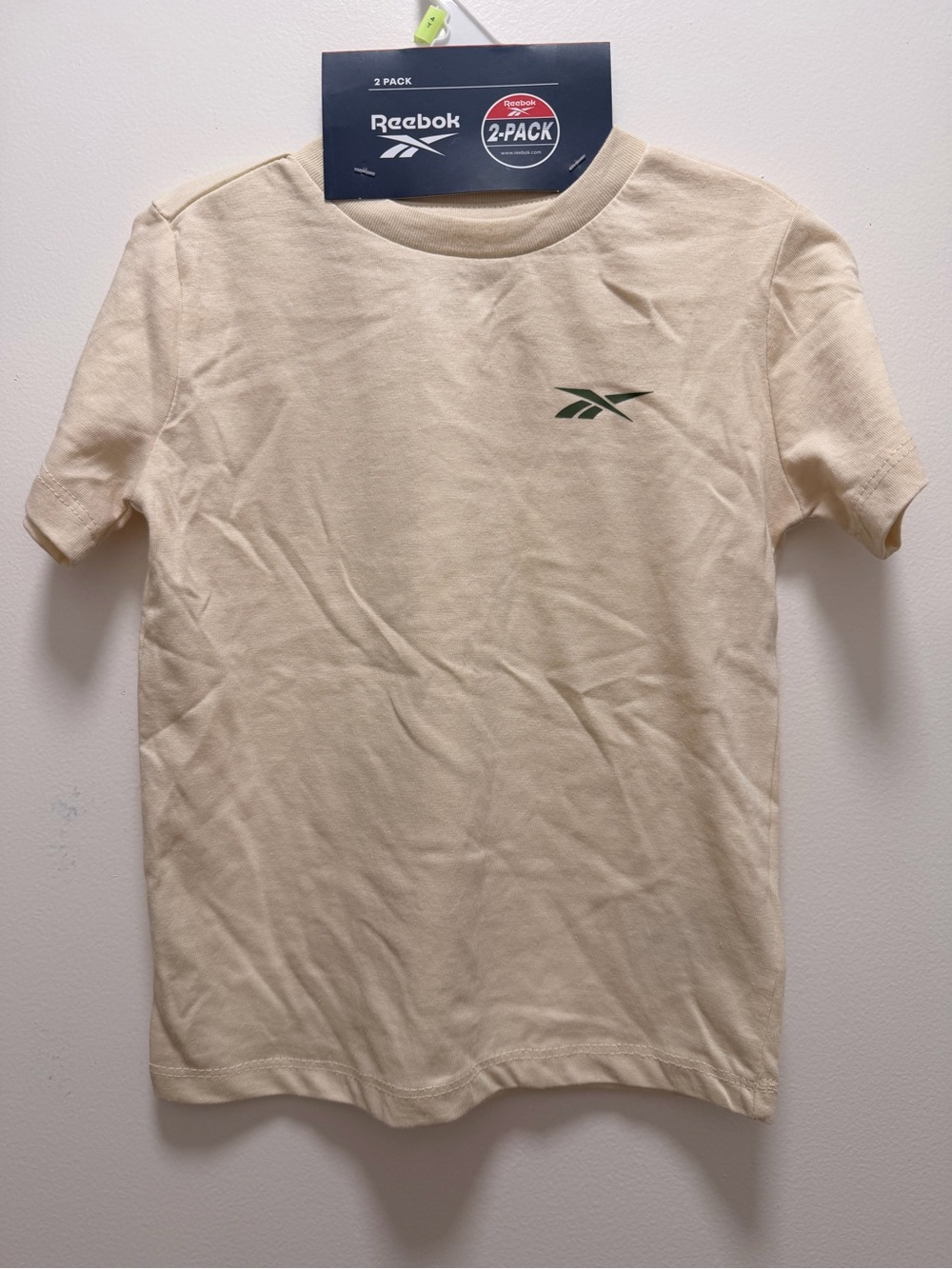 Reebok Cream Short Sleeve Tee with Green Logo